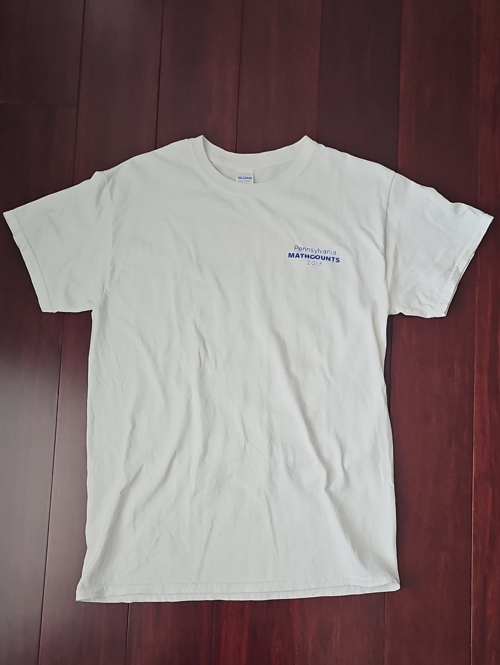 Gildan White Short Sleeve T-Shirt with Small Blue MathCounts Logo